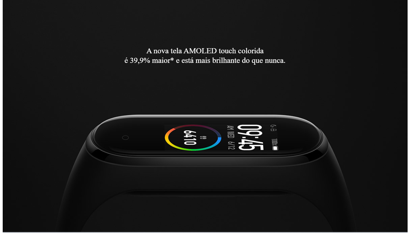  Pulseira Inteligente Xiaomi Mi Band 4 Bluetooth 5.0 BLE 135mAh Resistente à Água,Preta-XM378PRE 